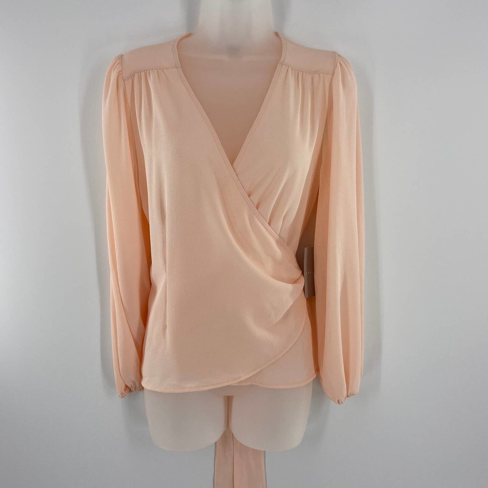 Chelsea 28 Peach Tie Wrap Top Size S Long sleeve